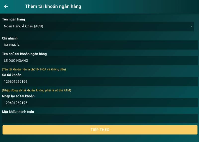 Cách Nạp Rút Tiền Nhanh Tại Loto88 Chi Tiết Cho Newbie 4 Bước 2: Thêm tài khoản ngân hàng nếu chưa có